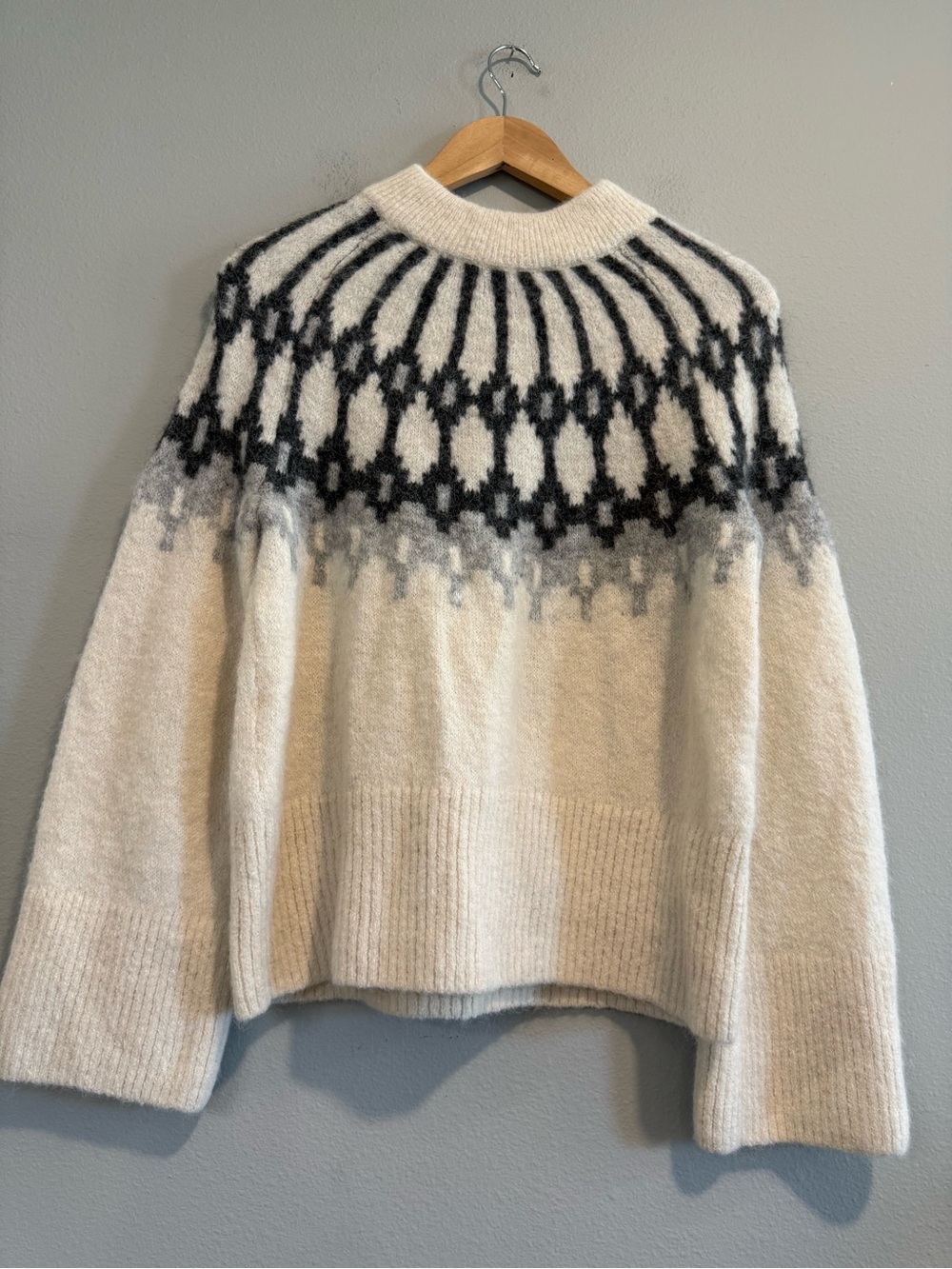 Banana Republic Cream Fair Isle Alpaca Blend Crewneck Sweater S